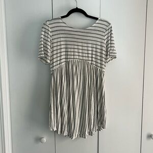 PinkBlush Grey Striped Crisscross Back Peplum Maternity Top